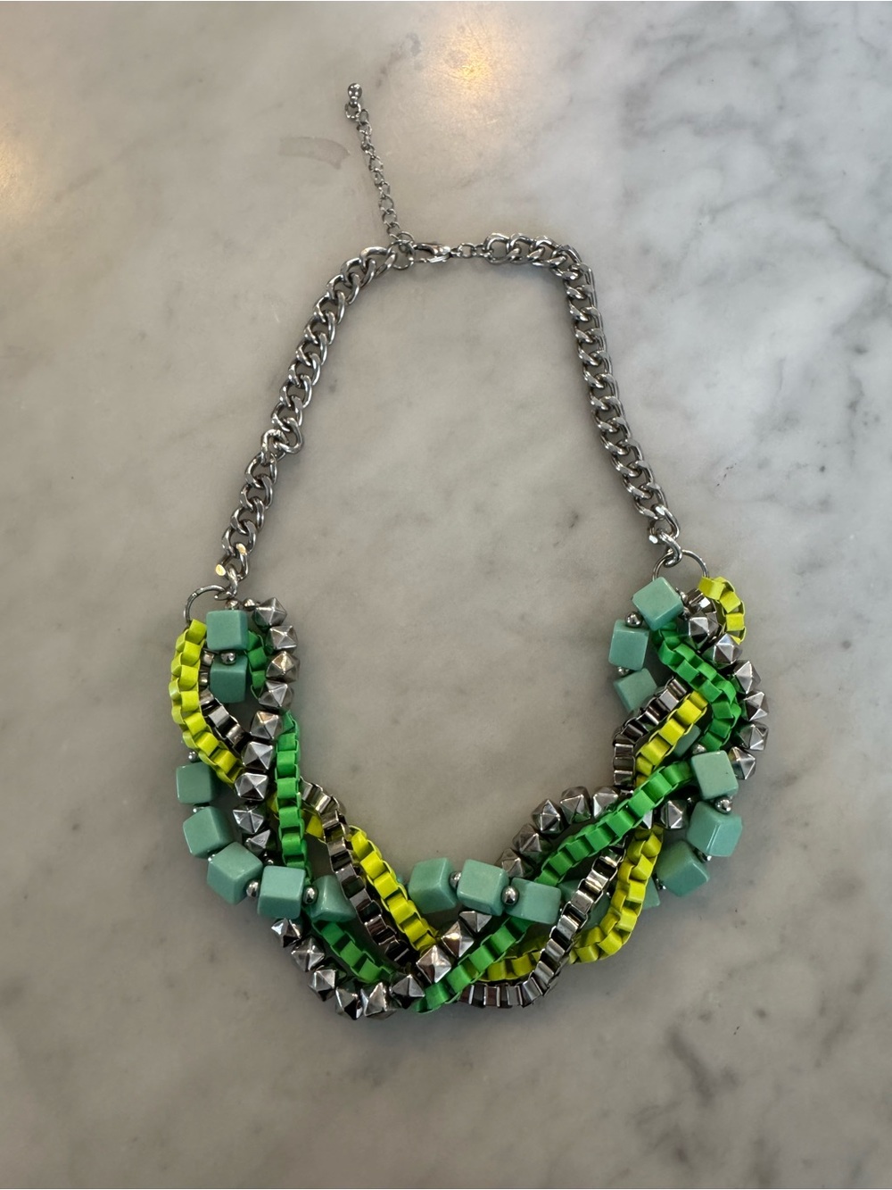 Statement Multi-Chain Twist Necklace in Mint & Lime - Women Jewelry